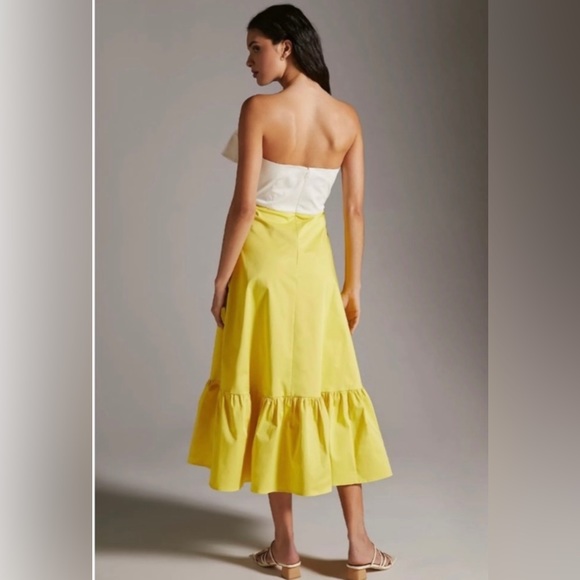Hitch Anthropologie color block yellow and white dress with bow - Picture 4 of 7